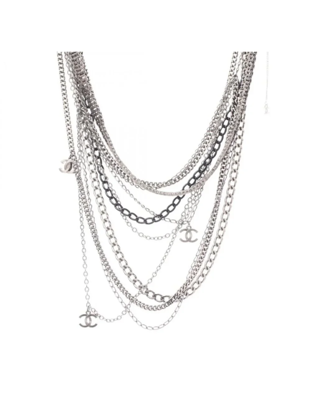 Chanel Necklace CC Logo 10 Rows Stainless Steel